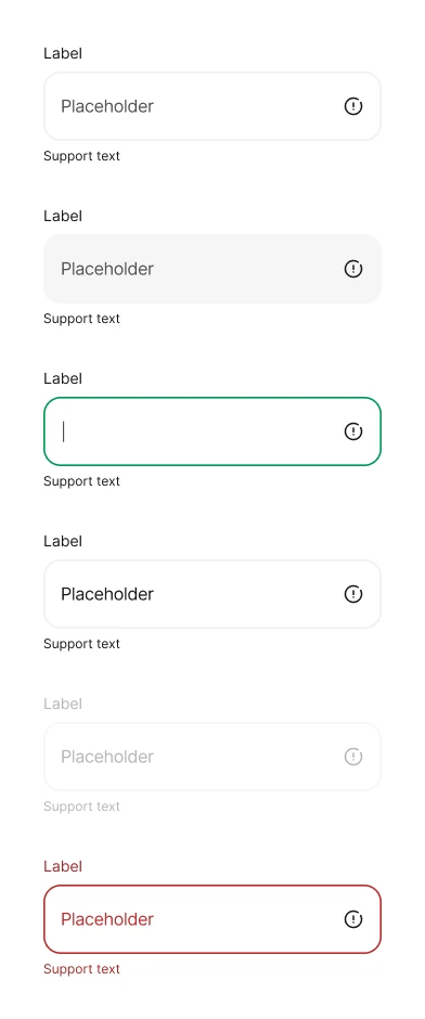 Text field component and its states